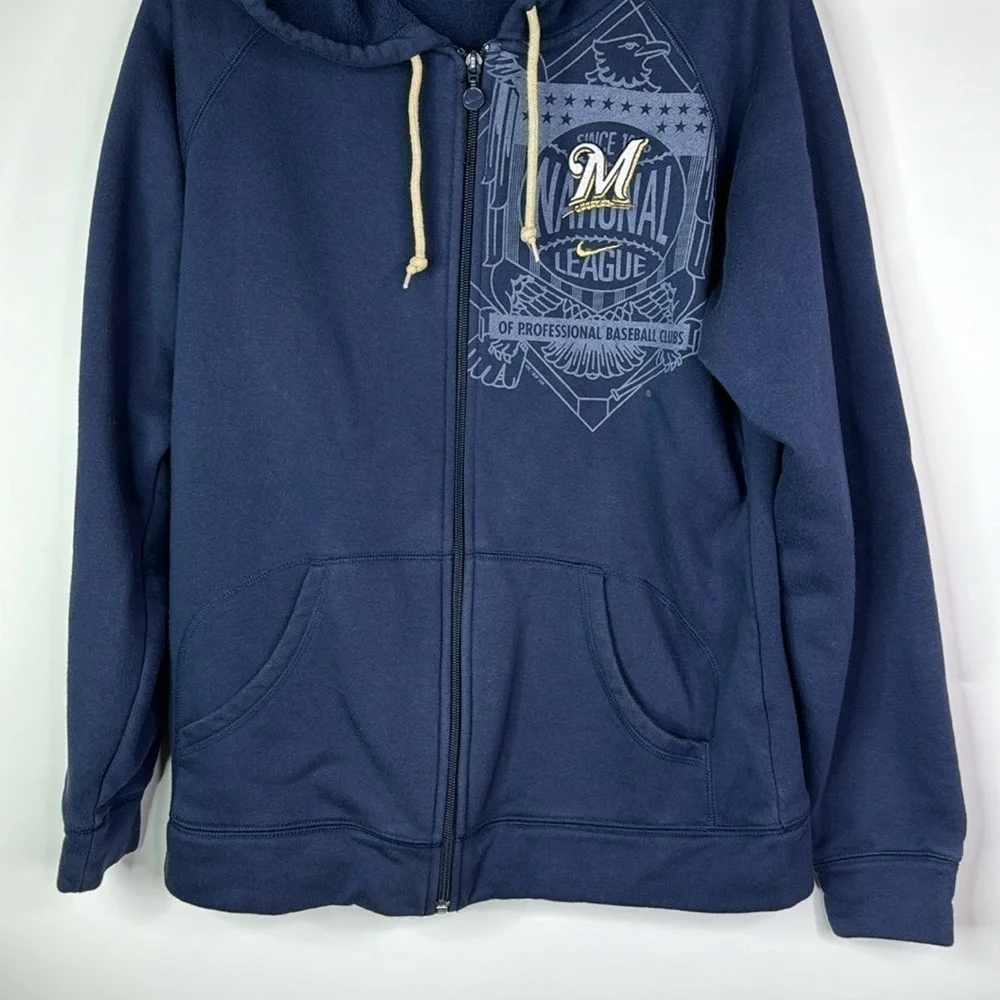 Nike Milwaukee Brewers Full Zip Hooded Sweatshirt Size Medium 8-10 - Picture 3 of 9